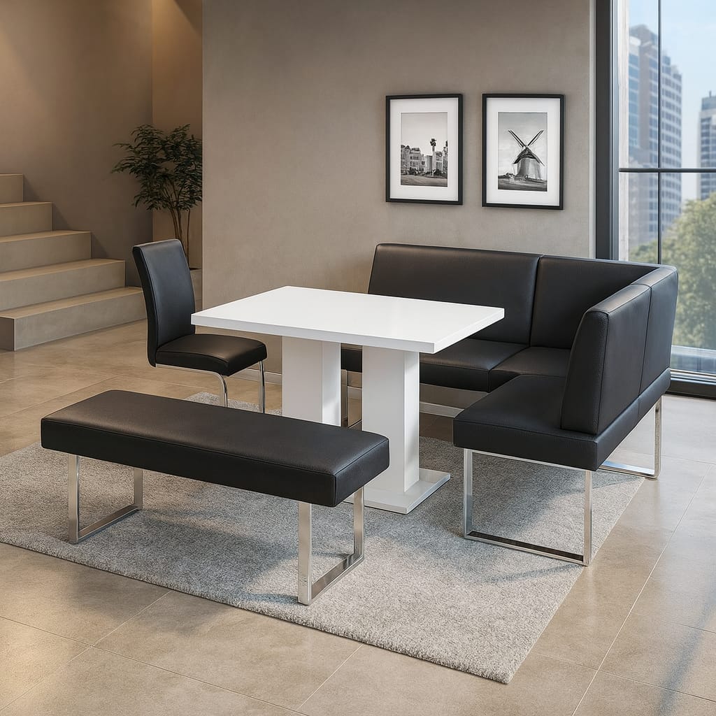 Black & White Contemporary Corner Dining Nook