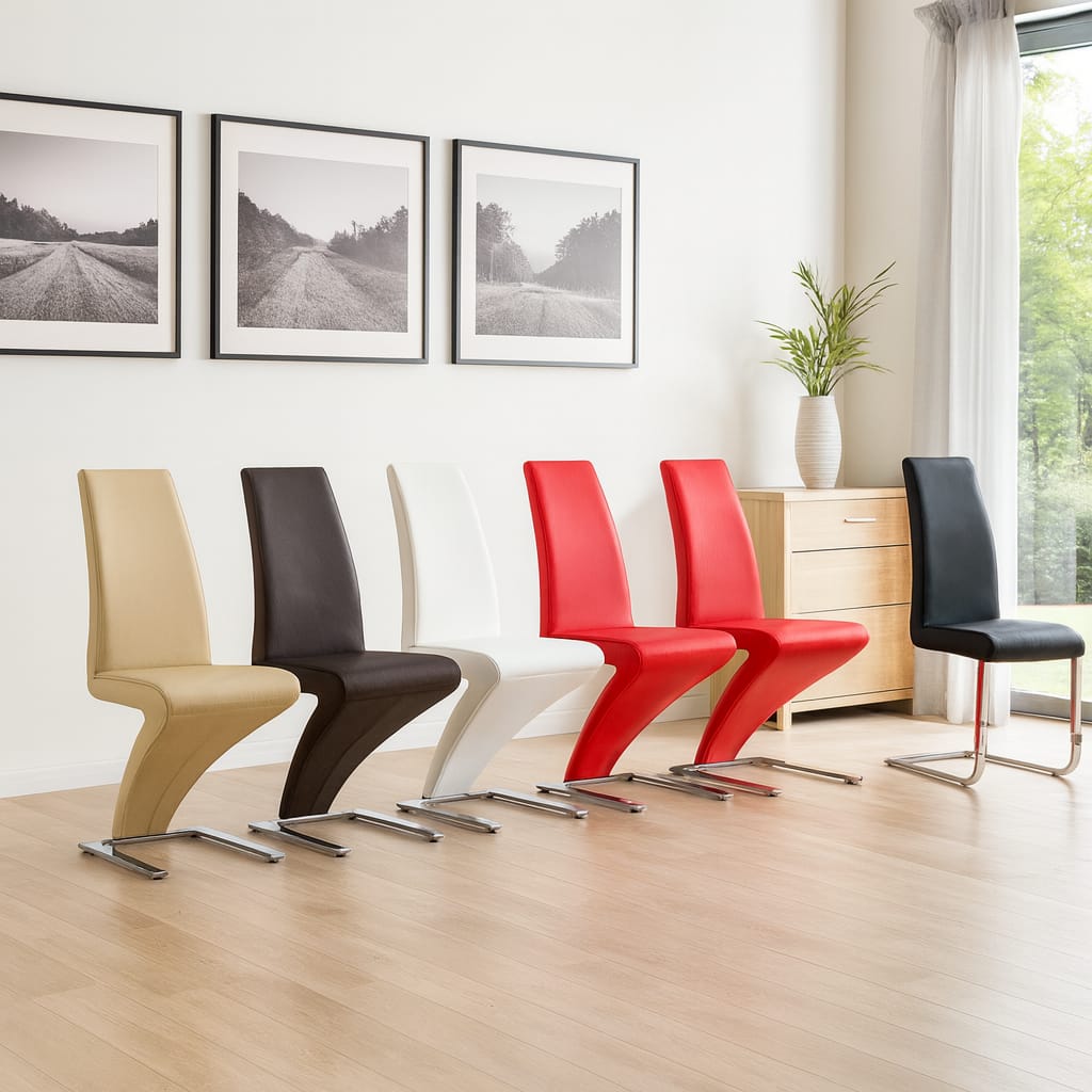 Modern Z-Shaped Cantilever Faux Leather Dining Chair (Set of 2)